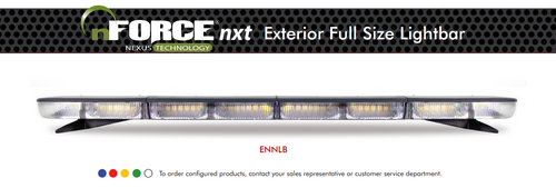 SoundOff nForce NXT Lightbar, 54", Dual Front RW/BW with center RBW, Dual-Color Rear RA/BA with center RBA, Built-In PhotoCell, Includes Mounting for 2020+ Interceptor Utility, w/ 15' LIN DSC Technology - ENNLB00S5C-28A