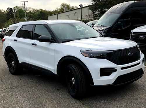 New 2023 White Ford Explorer PPV Police Interceptor Utility SUV AWD (does not have Rear Air), ready to be built as a Marked Patrol Package (Emergency Lighting, Siren, Partition, Window Barriers, etc.), + Delivery, EXPMW1