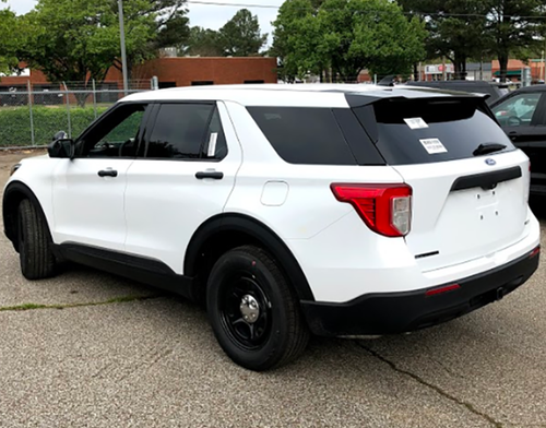 New 2023 White Ford Explorer PPV Police Interceptor Utility SUV AWD (does not have Rear Air), ready to be built as a Marked Patrol Package (Emergency Lighting, Siren, Partition, Window Barriers, etc.), + Delivery, EXPMW2