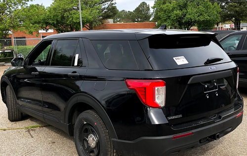 New 2023 Black Ford Explorer PPV Police Interceptor Utility SUV AWD (includes Rear Air), ready to be built as a Marked Patrol Package (Emergency Lighting, Siren, Partition, Window Barriers, etc.), + Delivery, EXPMBDUV1