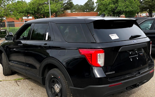 New 2023 Black Ford Explorer PPV Police Interceptor Utility SUV AWD (includes Rear Air), ready to be built as an Admin Package (Emergency Lighting, Siren, Controller,  Console, etc.), + Delivery, TK23FPIU-ADM-BDUV1