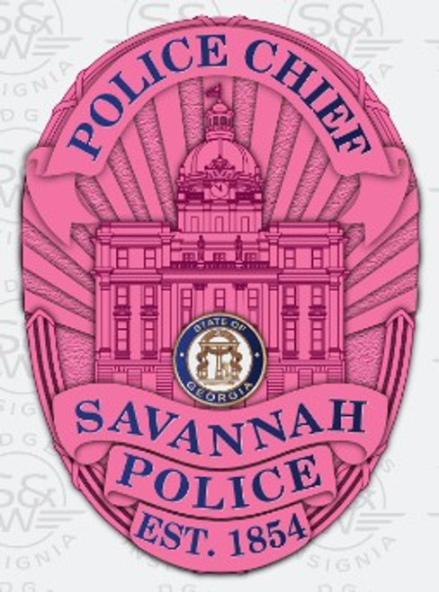 Smith and Warren Special Order Badge for the Savannah GA Police Department ONLY - Breast Cancer Awareness