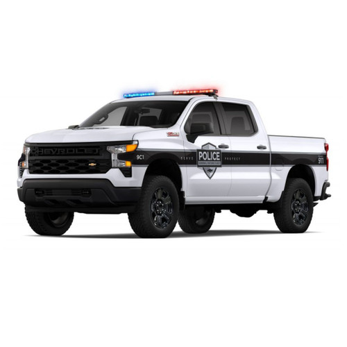 Ready to be ordered: New 2024 Chevy Silverado PPV 4WD Crew Cab Police Truck 147"; includes Marked Patrol Package (Emergency Lighting, Prisoner Transport Equipment, Console, Siren, etc.), + Delivery, SILVP