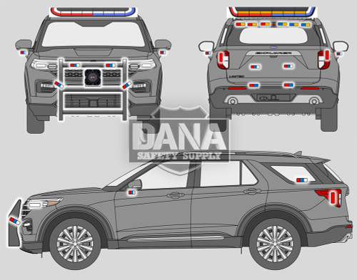 New 2024 Black Ford Explorer PPV Police Interceptor Utility SUV AWD (includes Rear Air), ready to be built as a Marked Patrol Package (Emergency Lighting, Siren, Partition, Window Barriers, etc.), + Delivery, PIU24MPB7