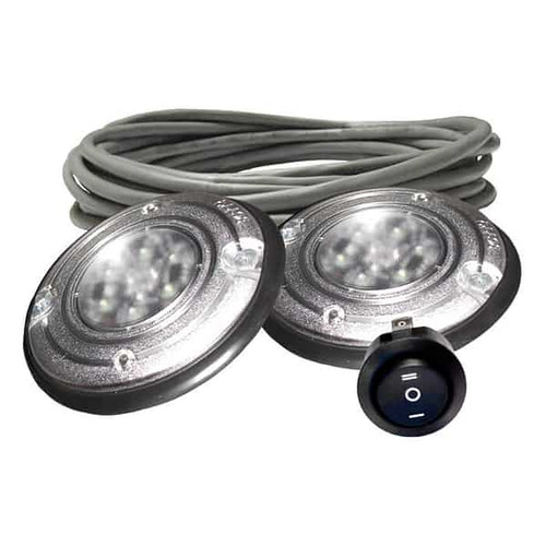 Pro-Gard PTL4213, Law Enforcement Vehicle Prisoner Transport Lighting, Two 3 in. Round Red/White LED's - Includes Switch and 15ft of cable