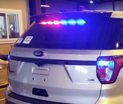 Sound-off FPIU Ford Law Enforcement Interceptor PI Utility SUV (Explorer) 2013-2019 & 2020-2021 n-Force Rear Windshield Facing Interior LED Light bar ENFWBRF, Single color per light-head, includes shroud to reduce flash-back