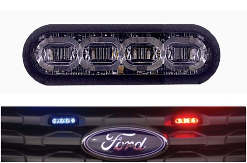 SoundOff mPOWER Fascia 3 Inch Stud Mount Grille lighthead, 4 LED or 8 LED, fits perfect in the Ford PI Utility grille, 2013-2019