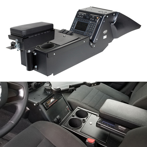 Gamber Johnson 7170-0137-02 Dodge Charger Law Enforcement Package (2011-2021) Console Box with Cup Holder and Printer Armrest Kit, includes faceplates and filler panels