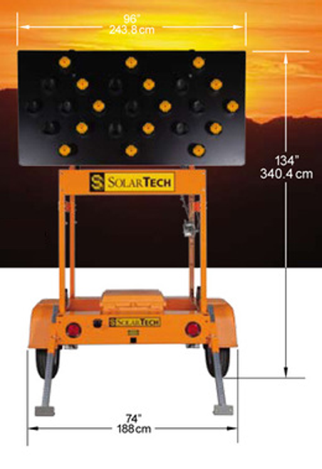 Solar Powered Arrow Board Trailer Traffic Advisor Panel 25 LED Lamp by SolarTech