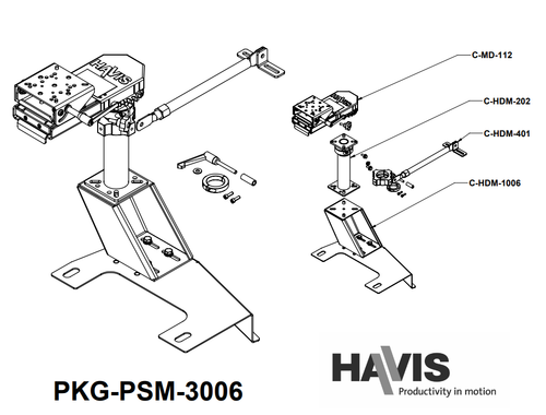 Havis PKG-PSM-3006 Premium Pedestal Mount Package, Ford Interceptor Utility & Explorer 2020-24