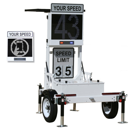 Decatur Electronics OnSite OS-300MX Radar Speed Sign Trailer with Matrix Messaging, Folding Speed Display for Easy Transport and Storage, Optional Solar Panel