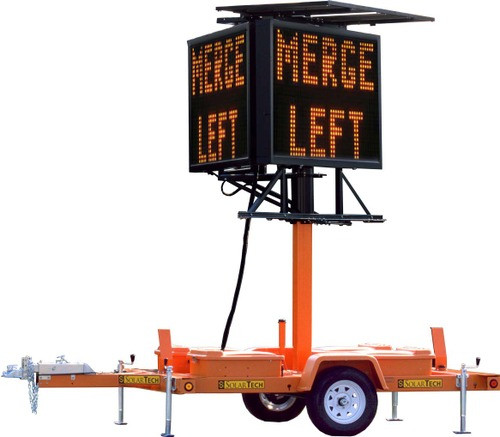 Double-Sided Highway Variable Message Board Sign and Trailer by SolarTech, MB-122