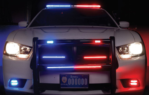 Putco E-Blade Emergency Warning LED Light Bar, Flash Pattern, Red/Blue, Red/White or Blue/White, White Override, Pair or Single, mounting kit includes clips, adhesive tape, and scotch-locks