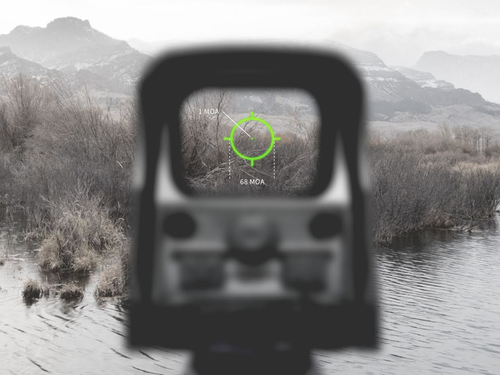 EOTech EXPS2-0GRN GREEN RETICLE Holographic Weapon Sight, Single CR123 battery; reticle pattern with 68 MOA ring & 1 MOA dot - side buttons- single QD lever