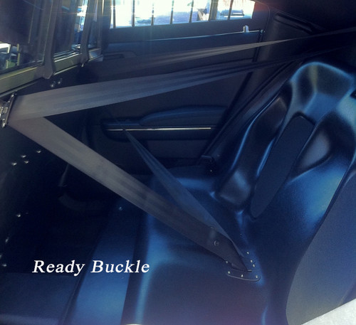 Law Enforcement Ford Interceptor Utility 2020-2024 Rear Prisoner Transport Seat and Cargo Barrier by Laguna, includes  Ready Buckle Seat Belt Kit