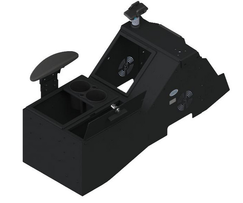 Gamber Johnson 7170-0882-03, 2021 Ford F-150 Wide Body Console Box Kit with Magnetic Phone Holder and Cup Holder and Side Arm Rest, includes faceplates and filler panels