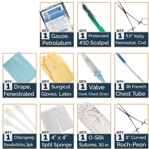 North American Rescue NAR 83-0007 Chest Tube Insertion Kit. NOTE: This product requires Medical Device Authorization for purchase.
