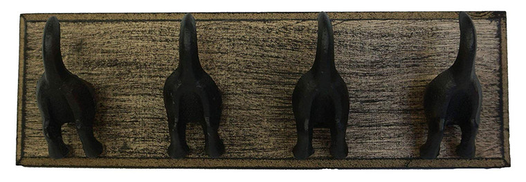 LuLu Decor, Cast Iron Dog Tail Hooks 4 Hooks on a Slate