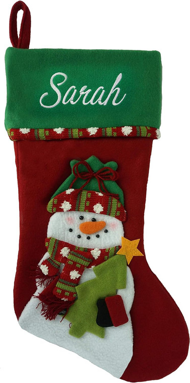 Personalized Christmas 3D Snowman Stocking 20" Custom Embroidered Stockings for Your Family and Pets! (Snowman)