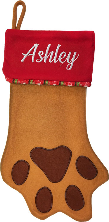 Personalized Christmas Paw Stocking 20" Custom Embroidered Stockings for Your Family and Pets! (Paw)