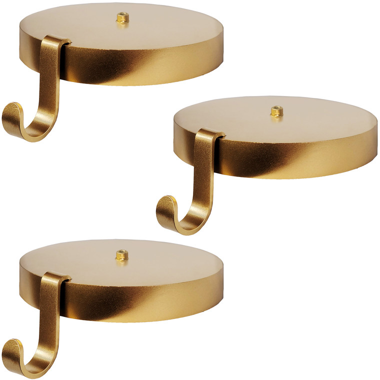 Sturdy Heavy Round Gold Metal Base Stocking Hooks, Each Weighs 2 lb 3 oz and Measures 4” in Diameter