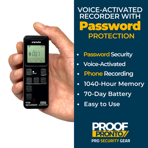 Our secure voice and phone recorder features PIN password protection