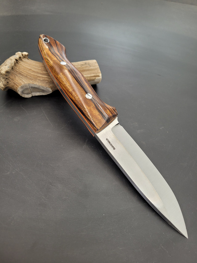 Field Scout handmade bushcraft knife by QuickHatch Knife Co. in Idaho, built for hunting, camp chores, and outdoor use.