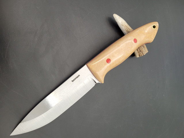 Field Scout handmade bushcraft knife by QuickHatch Knife Co. in Idaho, built for hunting, camp chores, and outdoor use.