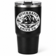 Black QuickHatch insulated tumbler with badge graphic
