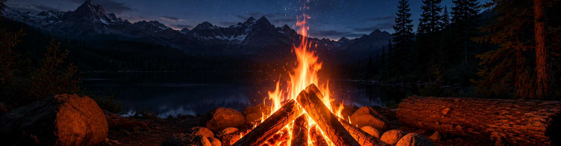 Campfire in the mountains for QuickHatch handmade knives