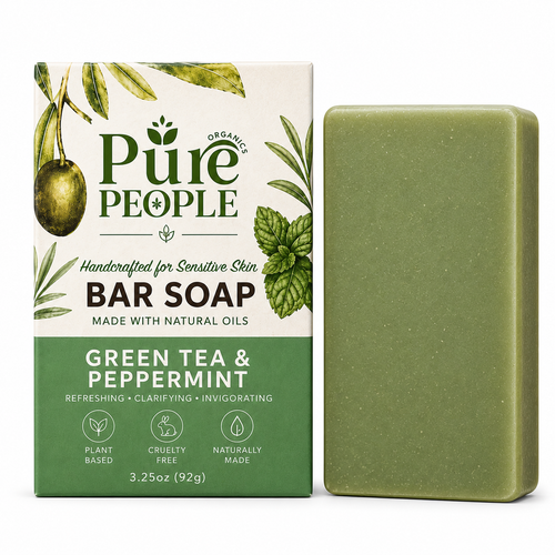 Pure People Organics Green Tea & Peppermint Botanical Bar Soap