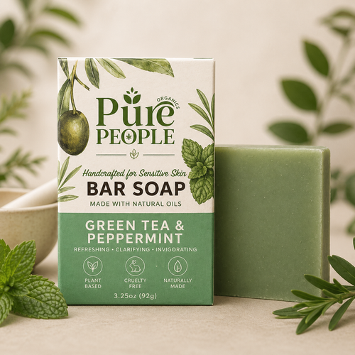 Pure People Organics Green Tea & Peppermint Botanical Bar Soap