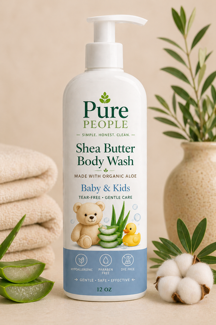 Natural Baby & Kids Body Wash with Organic Shea Butter, Aloe Vera & Plant-Based Oils