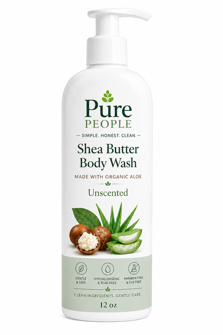 Natural Unscented Body Wash with Organic Shea Butter, Aloe Vera & Plant-Based Oils