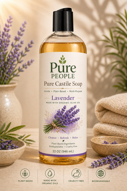 Lavender Pure Castile Soap | Organic Plant-Based Multi-Purpose Liquid Soap