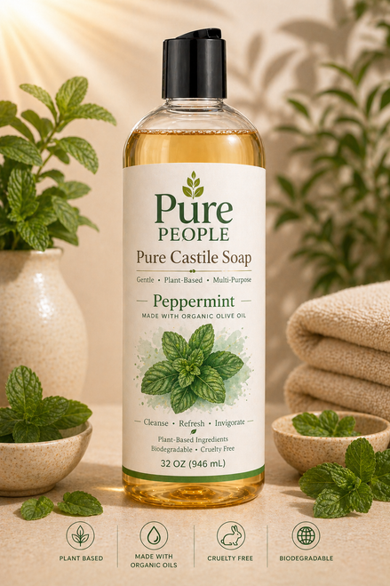 Peppermint Pure Castile Soap | Organic Plant-Based Multi-Purpose Liquid Soap