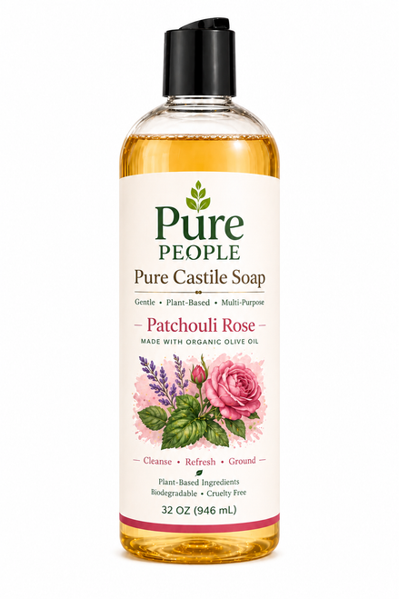 Patchouli Rose Pure Castile Soap | Organic Multi-Purpose Plant-Based Liquid Soap