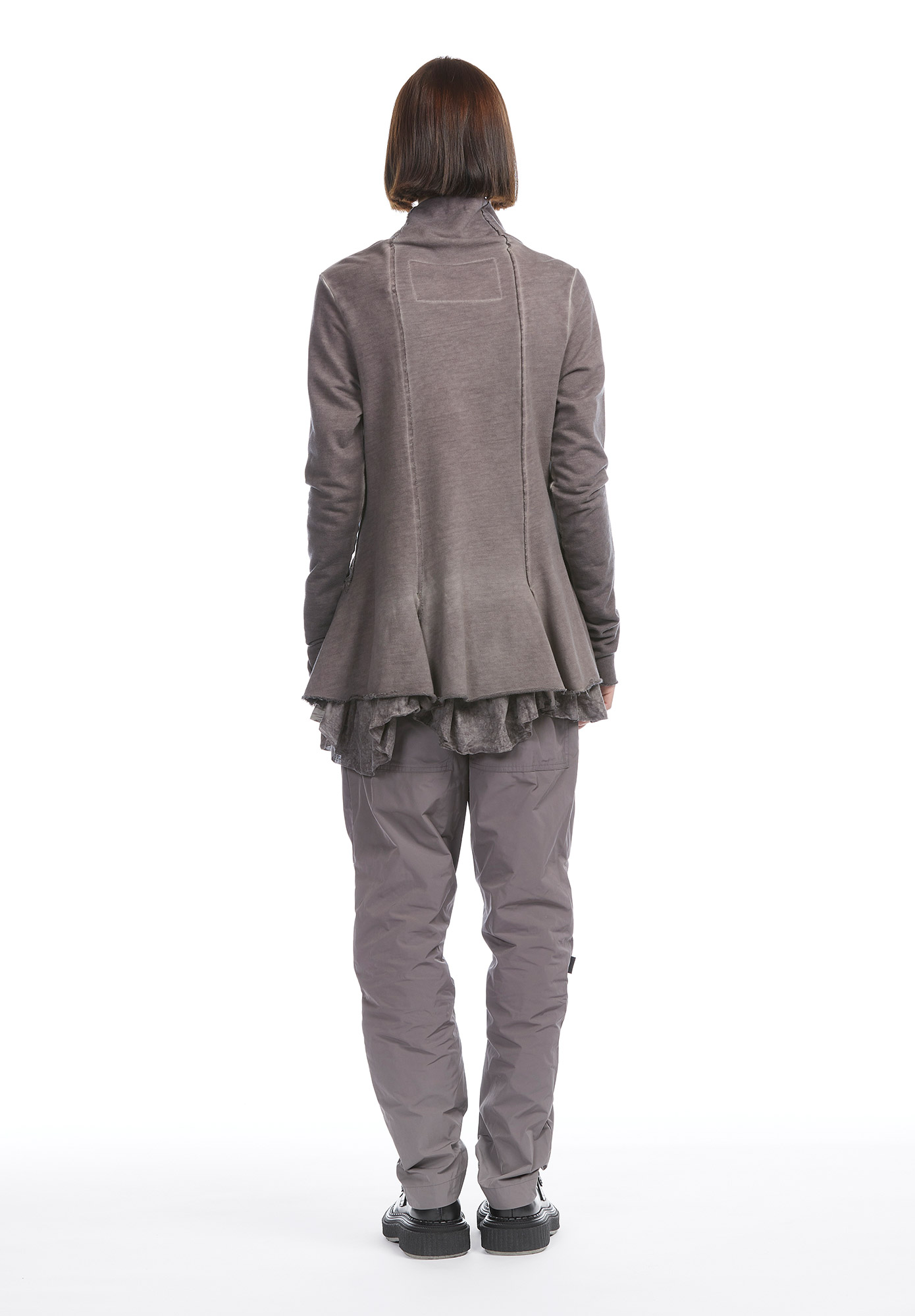 EXTENDED FUNNEL NECK DRAWCORD TOP - TAUPE CLOUD
