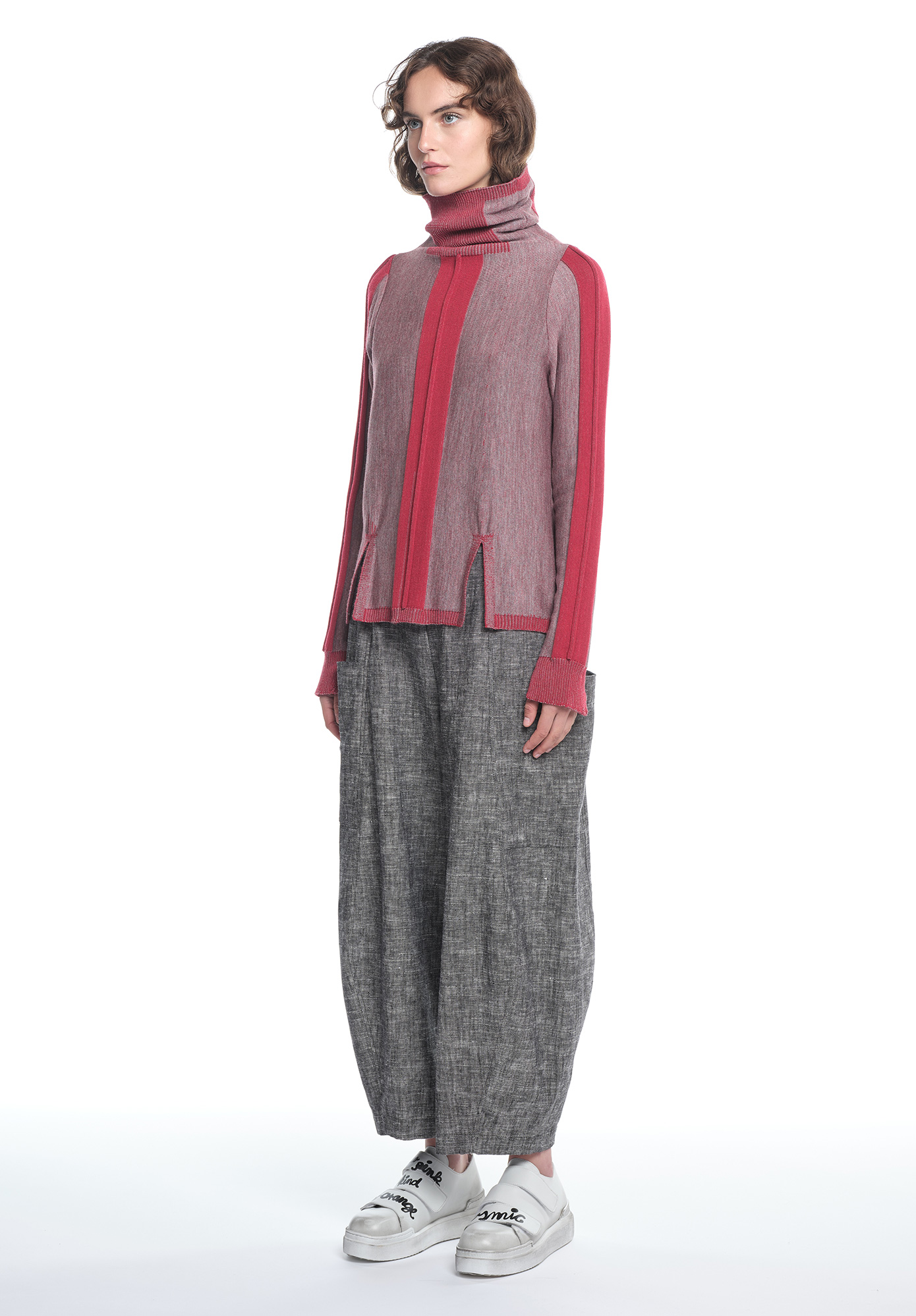 HARMONIC PLATED FUNNEL NECK JUMPER - SILVER / CHERRY