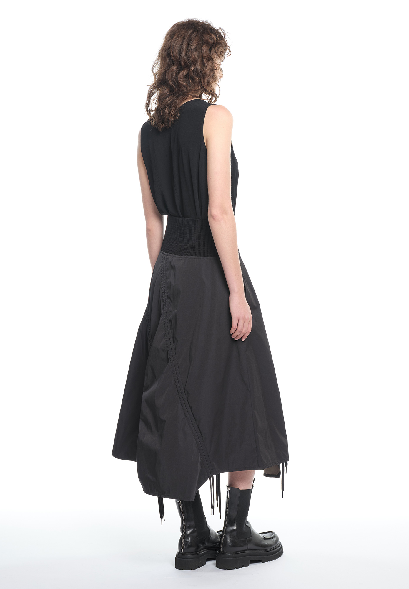 PROJECTION DRAWCORD SKIRT - BLACK