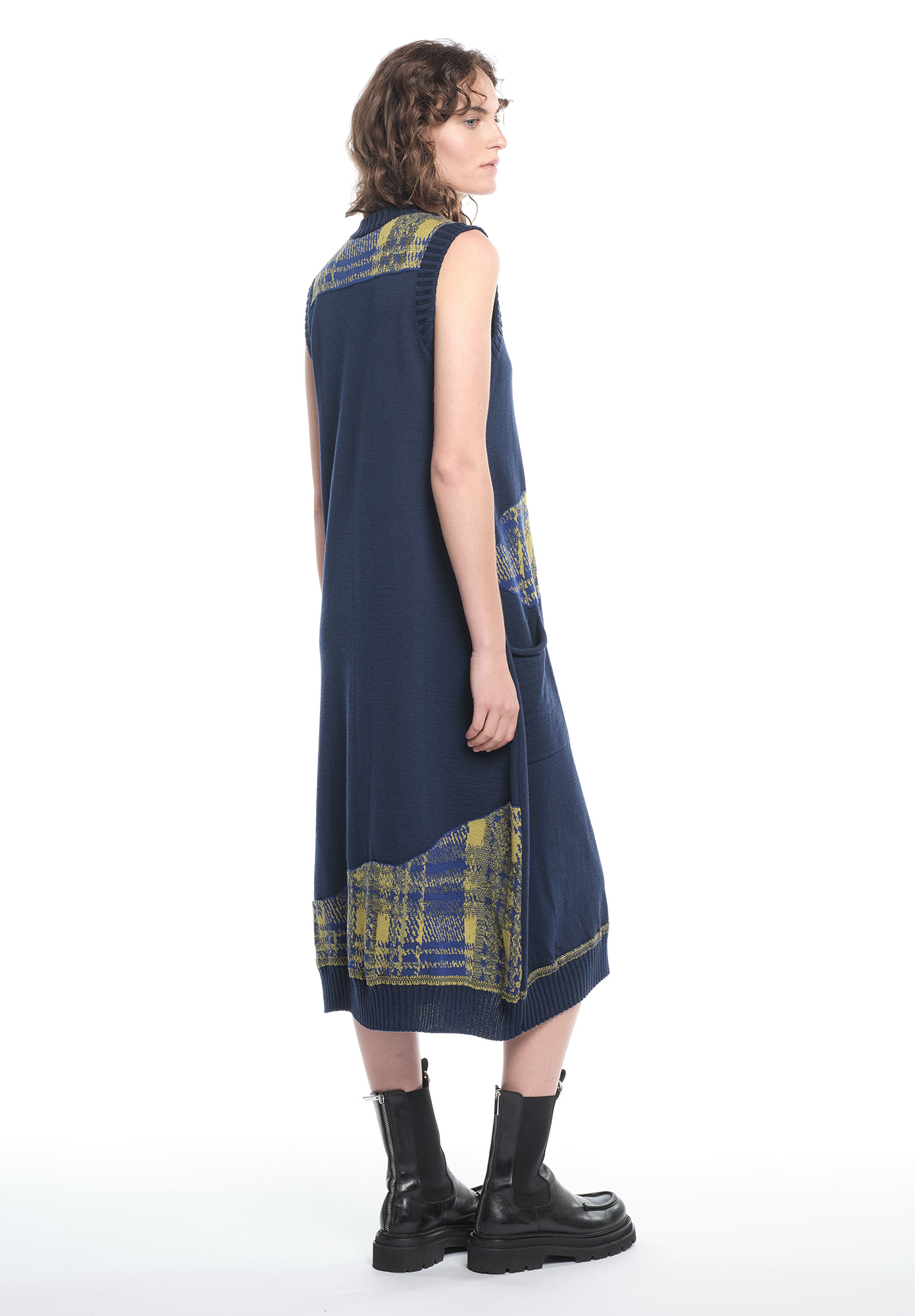 KALEIDOSCOPE PLAID DRESS - INDIGO / ROYAL