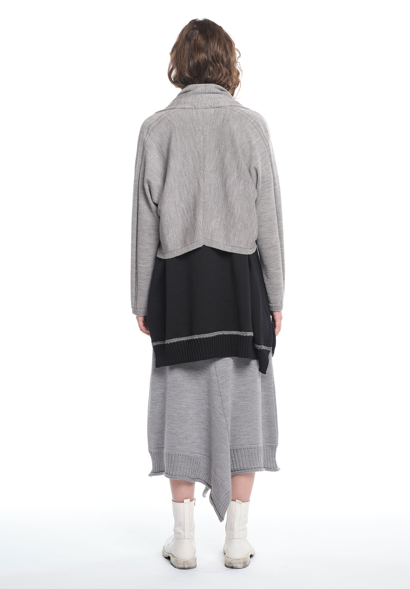 ROTATE CROPPED CARDIGAN - SILVER