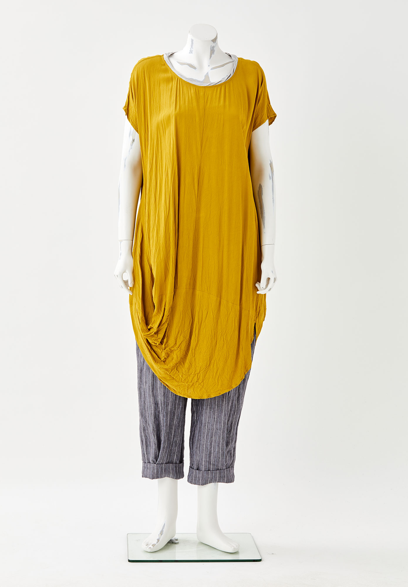 CURVE HEM TUNIC - MUSTARD