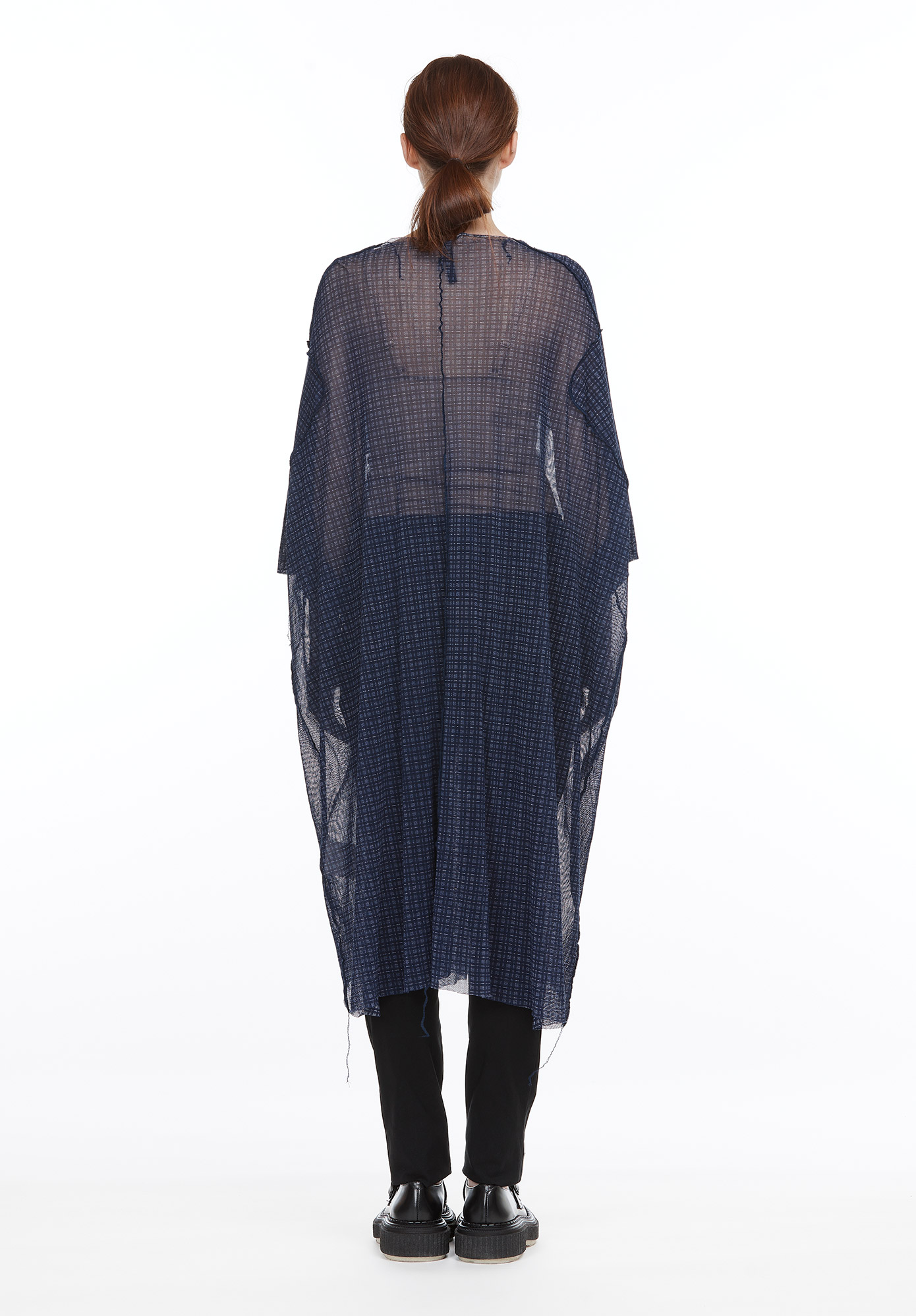 STUDIO RUNDHOLZ - MAINLINE - SUBTLE CHECK MESH OVERSIZED T-SHIRT - QUETSCHE PRINT