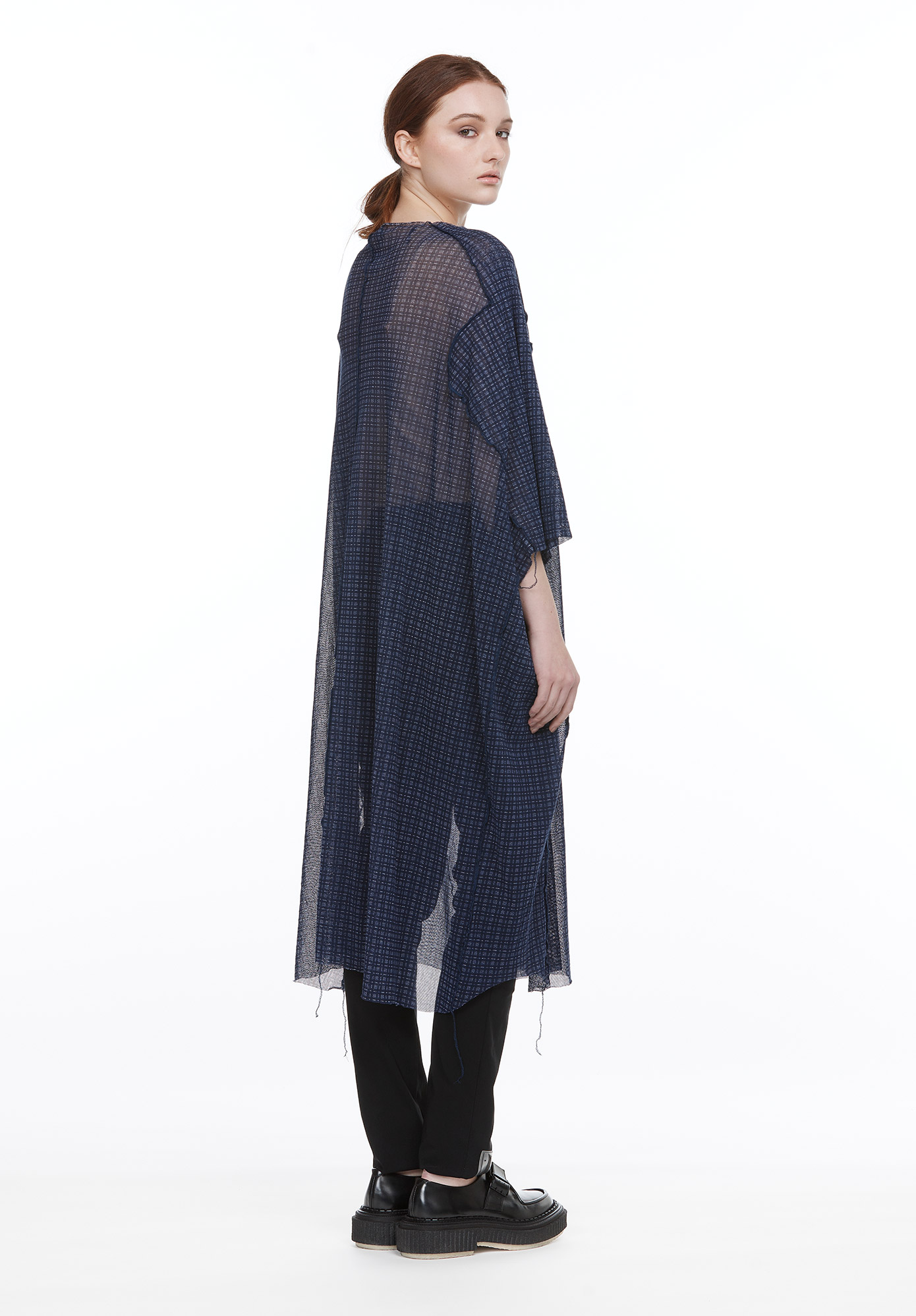 STUDIO RUNDHOLZ - MAINLINE - SUBTLE CHECK MESH OVERSIZED T-SHIRT - QUETSCHE PRINT