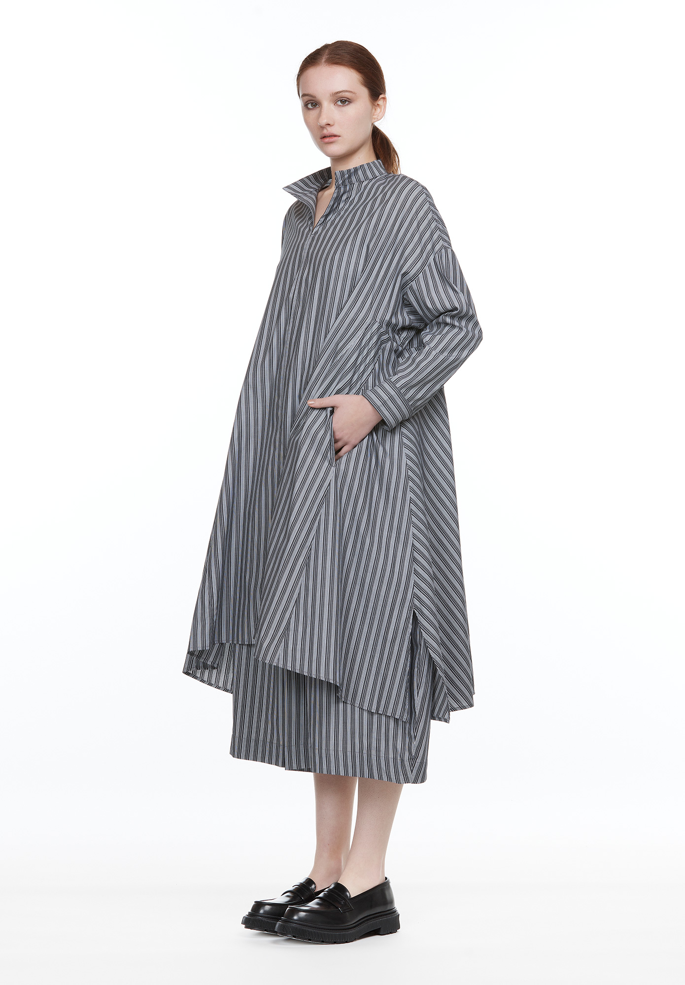 MOYURU - STRIPE PANEL TUNIC - GREY