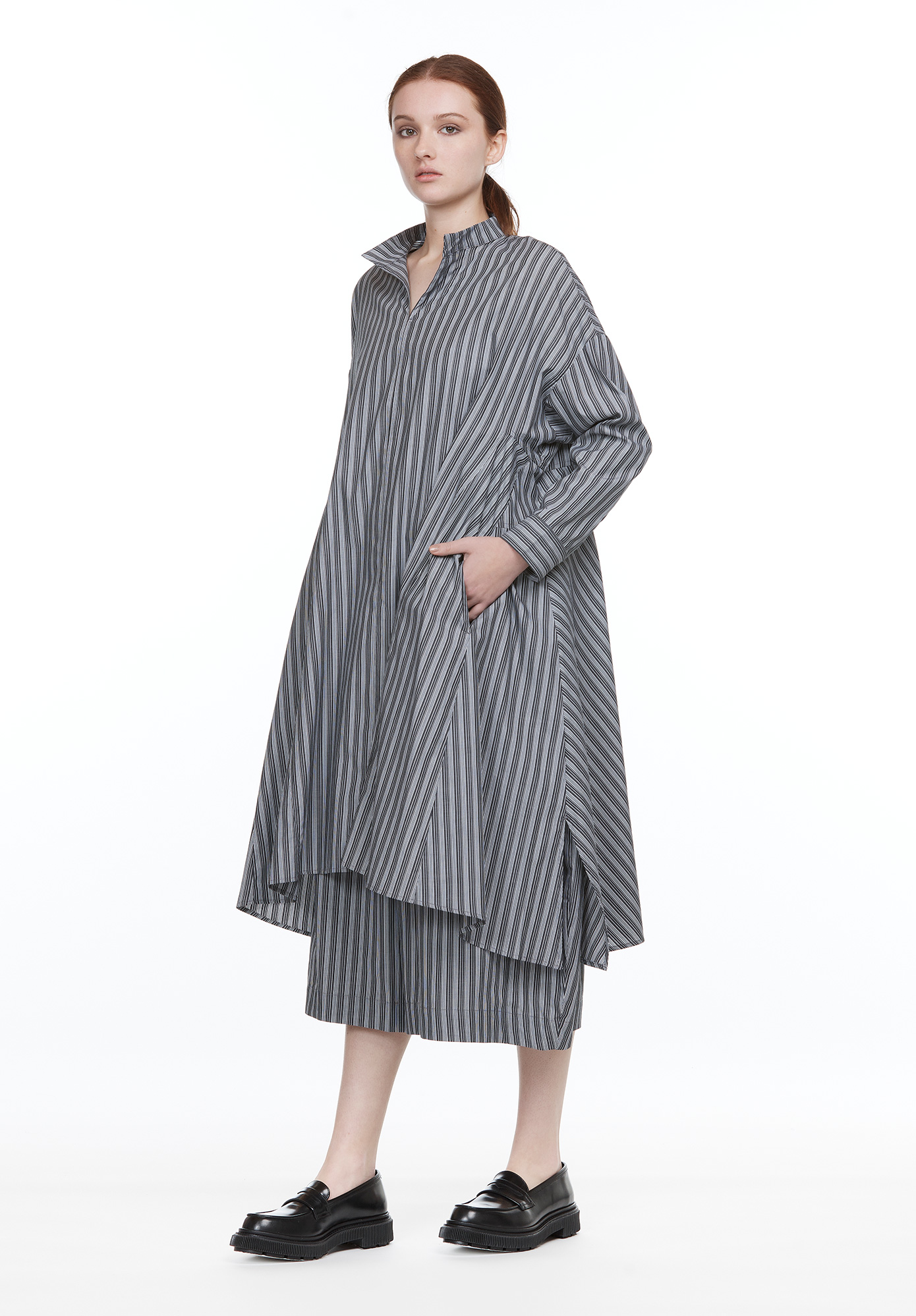 MOYURU - STRIPE PANEL TUNIC - GREY