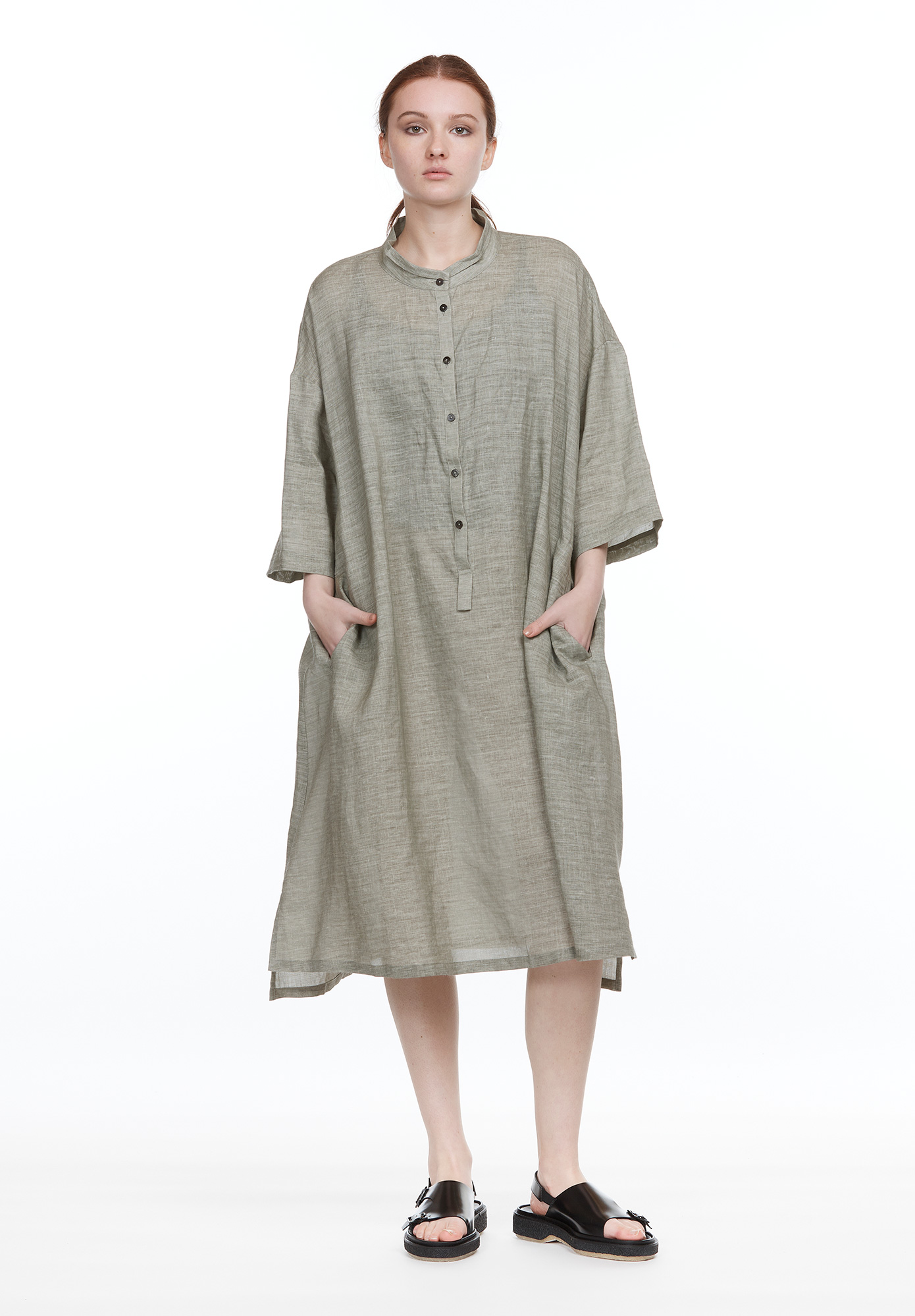 FLY FRONT DRESS - SAGE