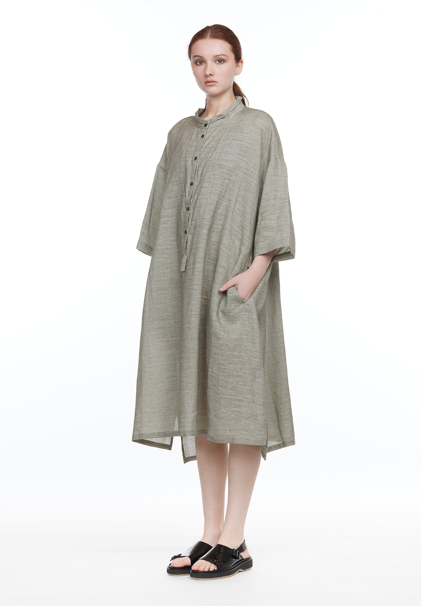 FLY FRONT DRESS - SAGE