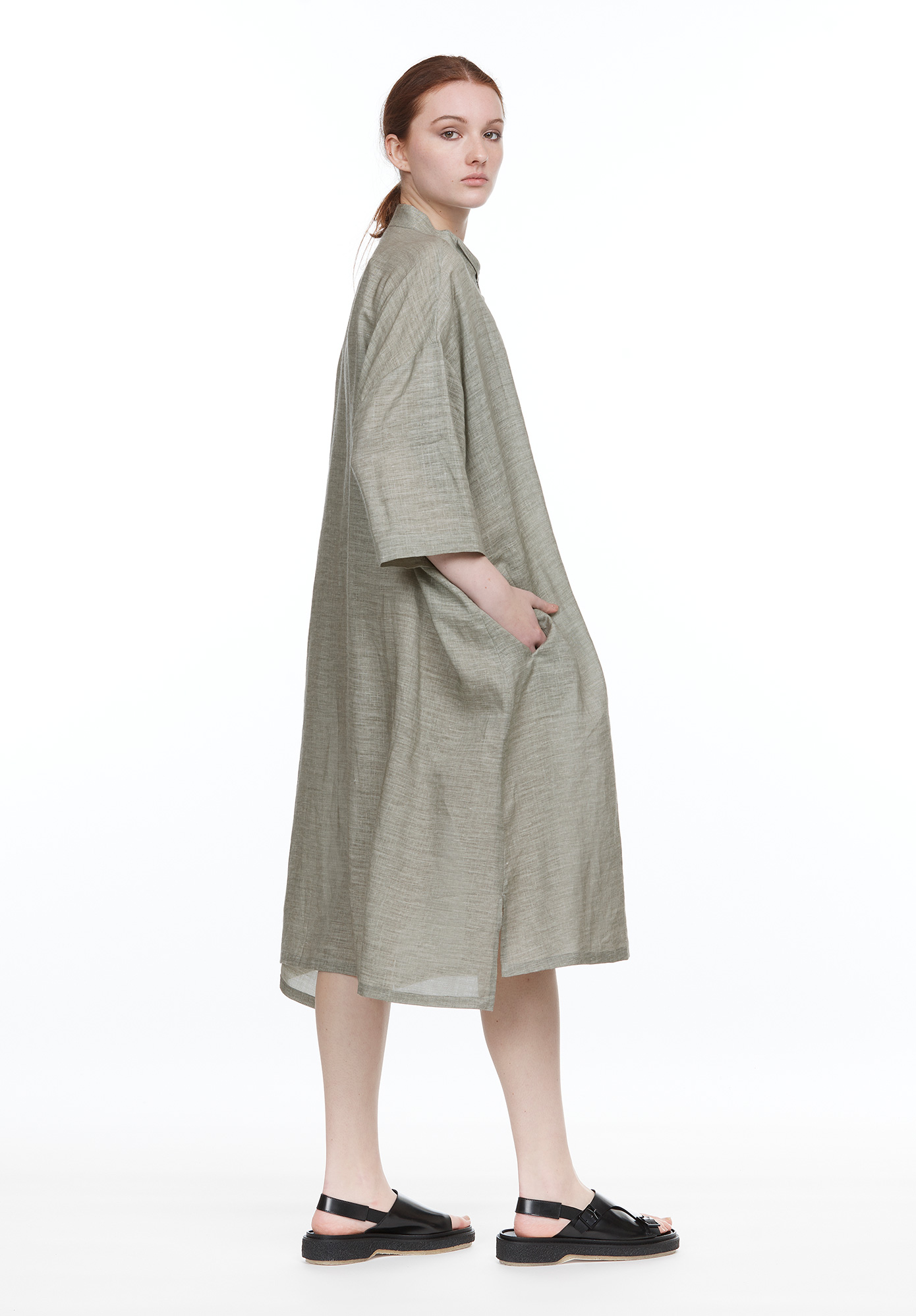 FLY FRONT DRESS - SAGE
